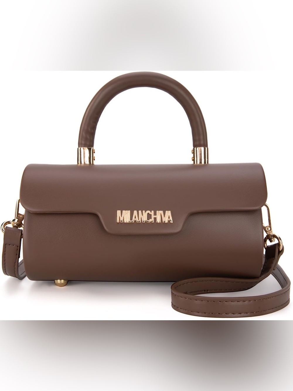 Brown Top-Handle Mini Bag with Detachable Strap